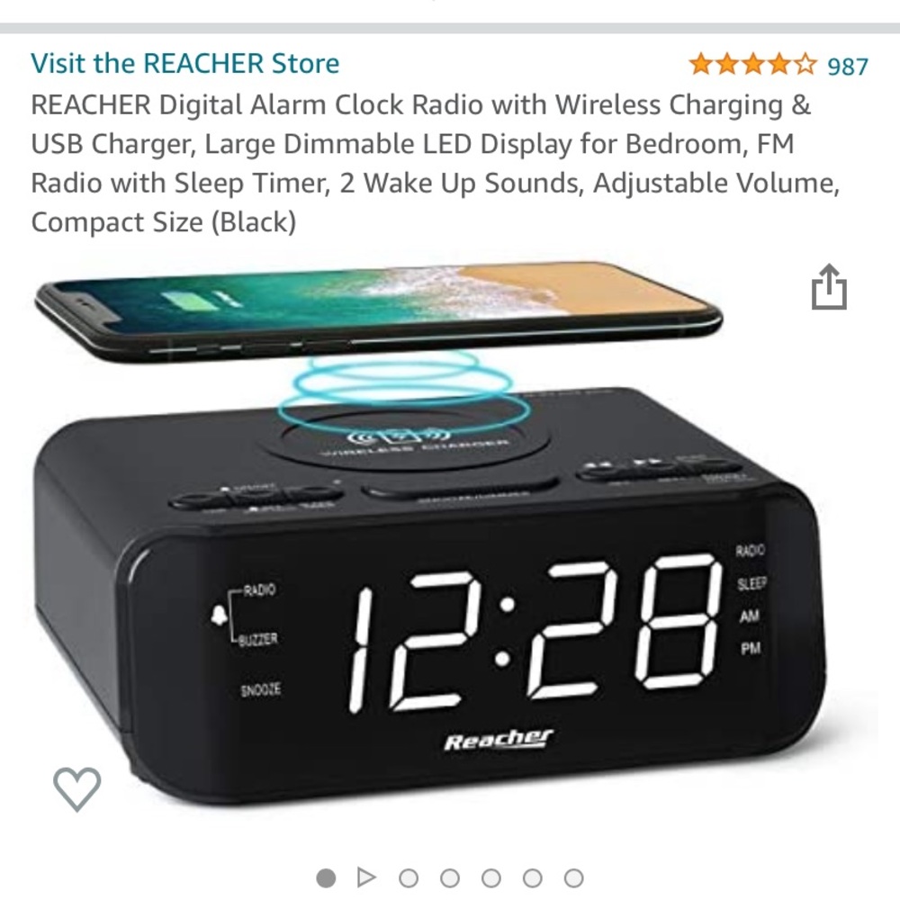 COPY - Brand new Reacher alarm clock with wireless phone charger